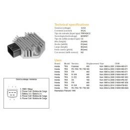 DZE regulator napięcia honda trx 350FE/FM/TE/TM '00-06; trx 400FW '95-'03; trx 450 foreman '98-'14 (ESR583) (31600-HN5-671) (35…