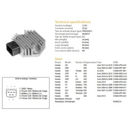 DZE regulator napięcia honda cb 300 '13-'15; cbf 250 '04-'07; crf 250/450R '09-'12; vt 700 shadow '04-'09; vt 750 shadow '04-'0…