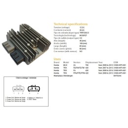 DZE regulator napięcia honda trx 420FE/FM/TE/TM '07-'14; muv 700 '09-'13 (35A) (31600-HP5-601) (SH753AA) (ESR318)
