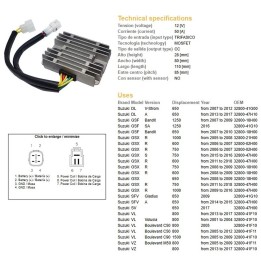 DZE regulator napięcia suzuki gsf 650/1250 bandit '07-'10; gsx 600/750/1000R/S '05-'18; dl 650 v-strom '07-17; sv 650 '14-'17;…