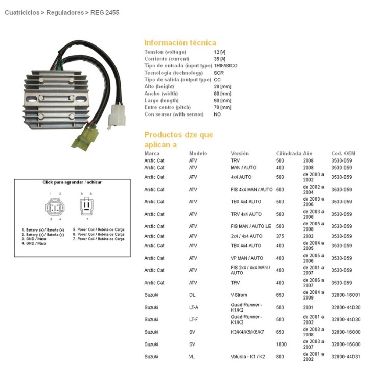 DZE regulator napięcia suzuki dl 650 v-strom '04-'09; sv 650 '03-'08; sv 1000 '03-'07; vl 800 volusia '01-'02; lt-a quad runner…