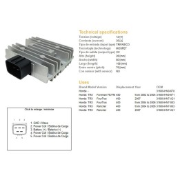 DZE regulator napięcia honda trx 400 four trax '04-'07; trx 400 rancher '04-'07; trx 450 fe/fm foreman '02-'04 (35A) (31600-HN7…
