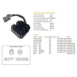 DZE regulator napięcia kymco mxu 150/250/300 '04-'11; can am ds 250 '06-'15; arctic cat 150/250/300 '06-'19 (35A) (31600-LBA7-9…