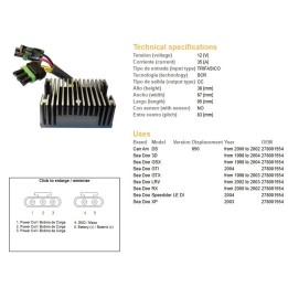 DZE regulator napięcia can-am ds 650 '00-'02; sea doo 3D/GSX/GTX/RX/XP/LRV '98-'04 (oem 278001554) (35A)