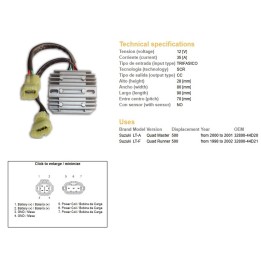 DZE regulator napięcia suzuki lt-a quad master 500 '00-'01; lt-f 500 quad runner '98-'02 (oem 32800-44D20) (oem 32800-44D21)