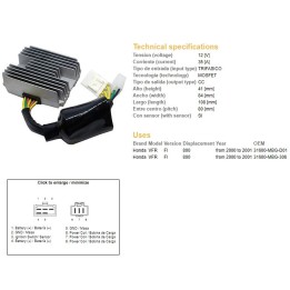 DZE regulator napięcia honda vfr 800 fi '00-'01 (35A) (3160-MBG-D01) (ESR691)