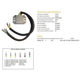 DZE regulator napięcia honda XR 250L '91-'96 (31600-KV6-670) (12V/20A)