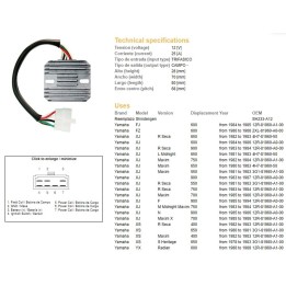 DZE regulator napięcia yamaha xj 550/600/650/750/900 '80-'89; xs 650 '78-'83; yx 600 radian '86-'88 (12R-81960-A1-00; 4H7-81960…