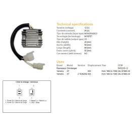 DZE regulator napięcia yamaha xt 600Z tenere '83-'86 (34L-81960-A0) (SH522G-12)