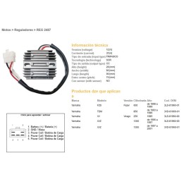 DZE regulator napięcia yamaha fzs 600 fazer '98-'99; tdm 850 '93-'96; xvz 1300 '96-'01 (35A) (ESR360)