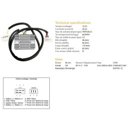 DZE regulator napięcia honda cb 1100 sf (X11) '00-'03 (31600-MCC-601) (SH579C-12) (12V/35A)