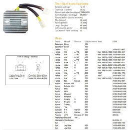 DZE regulator napięcia honda cmx 250 rebel '85-'00; cn 250 '87-'01; kymco 125/200/250; malaguti; piaggio; sym (ESR334) (KAM-009…