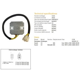 DZE regulator napięcia suzuki vz 800 marauder '97-'04, vx 800 '90-'93 (SH535C-12) (32800-45C00, 32800-45C01) (ESR560)