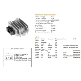 DZE regulator napięcia yamaha ybr 125 '06-'13 (20A) (5VL-H1960-00)