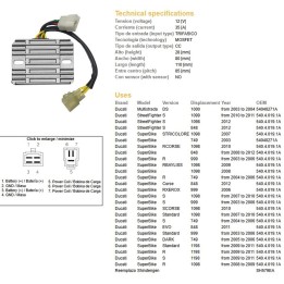 DZE regulator napięcia ducati ds 1000 multistrada '03-'04; ducati 749/848/999/1098/1099/1198 (OEM-540.4.019.1A) (SH579EA) (ESR5…