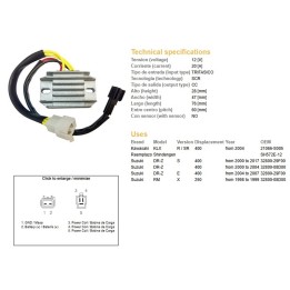 DZE regulator napięcia suzuki drz 400/E/S '00-'17 (dr-z); kawasaki klx 400 '04- (32800-29F00, 32800-08D00) (SH572E-12) (ESR105)