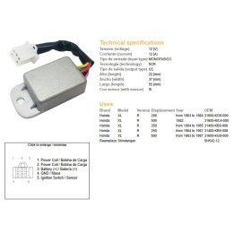 DZE regulator napięcia honda xl 200R '83-'84; xl 250R '84-'87; xl 350R '84-'85; xl 500 '82; xl 600 '83-'87 (ESR670)