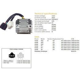 DZE regulator napięcia honda sh 125/150 '05-'12 (35A) (31600-KTF-641) (SH541PA) (ESR910)