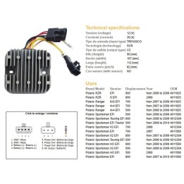 DZE regulator napięcia polaris sportsman efi 500/700/800; ranger efi 500/700/800 (12V/35A) (4012384, 4011569, 4011925) (ESR826)