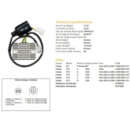 DZE regulator napięcia honda cb 900F hornet '04-'07; vtx 1300S/R/C '05-'09 (31600-MEA-741)(35A)(ESR437)