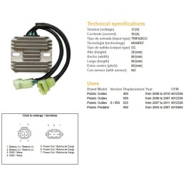 DZE regulator napięcia polaris predator 500 '03-'07; outlaw 400/500/525 '06-'11 (35A) (OEM-4010654, 4012536) (ESR541)