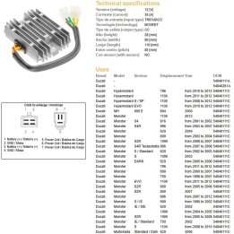 DZE regulator napięcia ducati 600/620/748/750/796/800/900/916/944/992/996/1000/1100 '98-'12 (35A)(54040111C, SH579-B11) (ESR532…