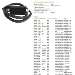 DZE cewka zapłonowa honda cb/cbf/fes/nsa/nss/nt/sh/vfr/xlv; kawasaki en/er/ex/gpz/klr/vn; yamaha xt/xv