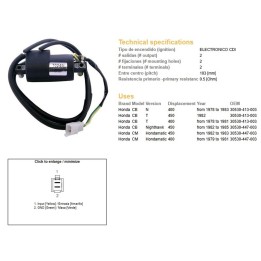 DZE cewka zapłonowa honda cb 400T '78-'83; cb 450 nighthawk '82-'85 (oem 30530-413-003)
