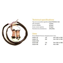 DZE cewka wzbudzenia (2SZT. = kpl.) honda cr 125R '81-'83; cr 250R '81-'83; suzuki rm 80 '80; rm 125 '81-'88