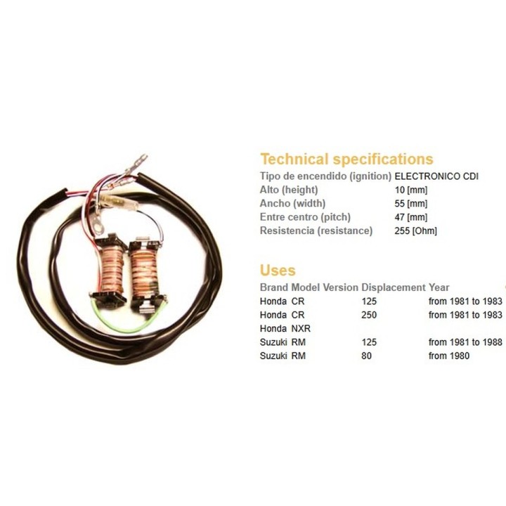 DZE cewka wzbudzenia (2SZT. = kpl.) honda cr 125R '81-'83; cr 250R '81-'83; suzuki rm 80 '80; rm 125 '81-'88
