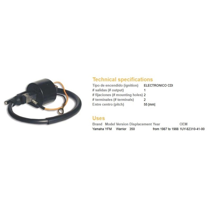 DZE cewka zapłonowa yamaha yfm 350 warrior '87-'88 (OEM-1UY-82310-41-00)