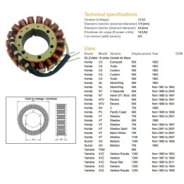 DZE uzwojenie alternatora (stator) honda cx 500/650 '82-'83; gl 500/650 '81-'83; nt 650 deauville '88-'05; ntv 650 revere '88-'…