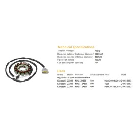 DZE uzwojenie alternatora (stator) kawasaki ZX-6R ninja '09-'16 ( oem 21003-0083)