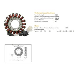 DZE uzwojenie alternatora (stator) yamaha yzf 600 R6 '99-'02 (oem 5EB-81410-00-00)