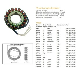 DZE uzwojenie alternatora (stator) bmw f 650 '93-'01; vt 500/600 '83-'07; xl 650V transalp '00-'06; xrv 750 africa twin '90-'00…