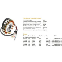 DZE uzwojenie alternatora (stator) yamaha yfm 350 big bear '95-'98, warrior '96-'01; kodiak 400 '93-'98 (ESG434) (3HN-8510-10-0…