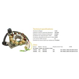 DZE uzwojenie alternatora (stator) yamaha yfz 350 banshee '95-'06 (3GG-85510-01-00; 3GG-85510-00-00) (ESG870)