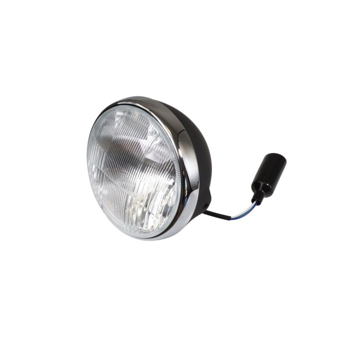 EMGO reflektor / lampa uniwersalna kompletna czarna z chromowanym pierścieniem (średnica wkładu 7" / 17,80CM) (homologacja e-ma…