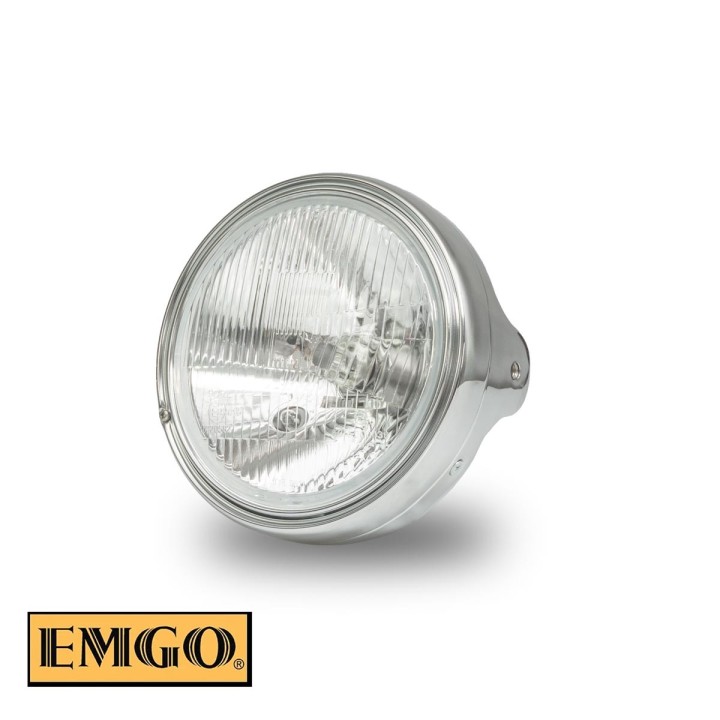 EMGO reflektor / lampa uniwersalna kompletna H4 chromowana (średnica wkładu 7" / 17,8CM, otwory montażowe 10MM) wzór kawasaki m…