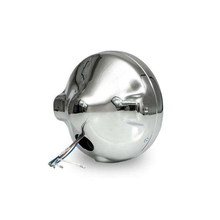 EMGO reflektor / lampa uniwersalna kompletna H4 chromowana (średnica wkładu 7" / 17,8CM, otwory montażowe 10MM) wzór kawasaki m…
