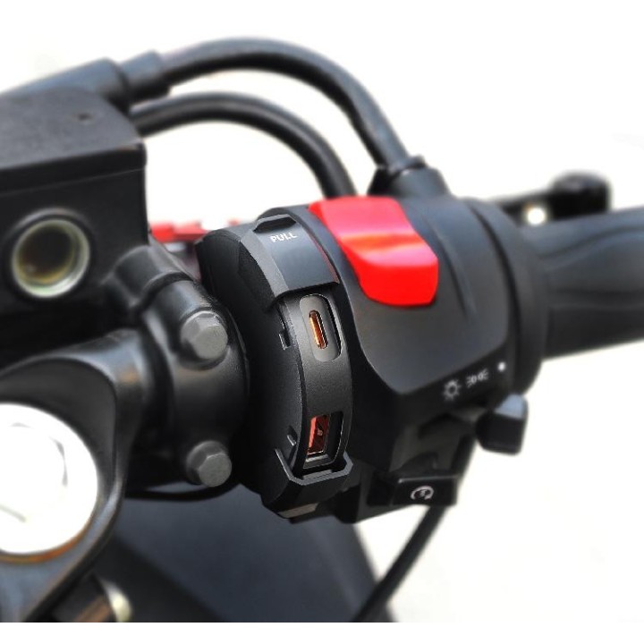 BIKETEC motocyklowe podwójne gniazdo USB qc 3.0 + pd - 48W power ring (na kierownice) (el)