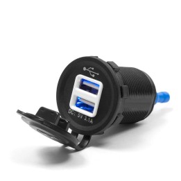 BIKETEC motocyklowe podwójne gniazdo USB z podświetleniem montaż na powierzchnie płaską (owiewka, kufer) lub na kierownice - po…