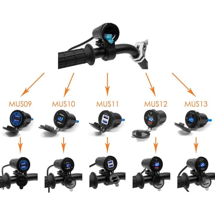 BIKETEC adapter do gniazd USB i zapalniczki montowane na kierownice - komplet (el)