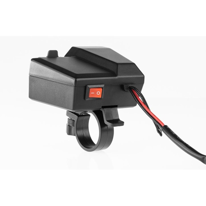 BIKETEC motocyklowe podwójne gniazdo USB quick charge 3.0 z woltomierzem i wskaźnikiem temperatury zewnętrznej montaż na kierow…