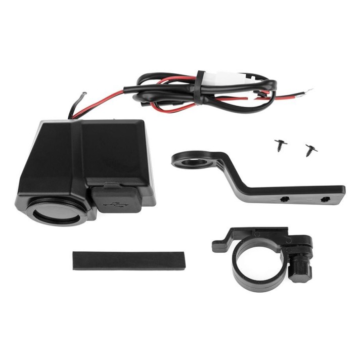 BIKETEC motocyklowe podwójne gniazdo USB quick charge 3.0 z woltomierzem i wskaźnikiem temperatury zewnętrznej montaż na kierow…