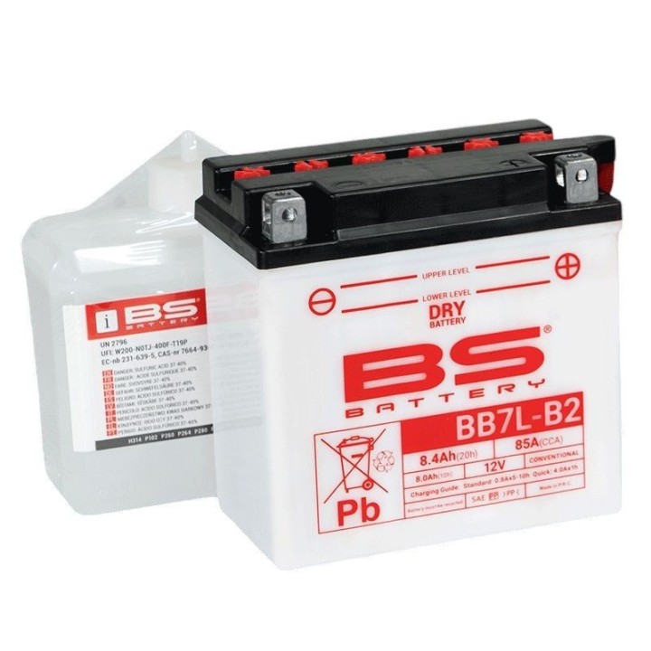 BS BATTERY BS 2026/01 akumulator BB7L-B (YB7L-B) (12N7-3B) (YB7L-B2) 12V 8,4AH 135X75X133 obsługowy - elektrolit osobno (85A) U…