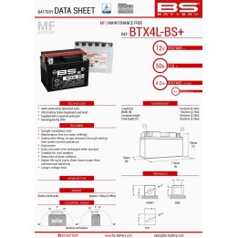BS BATTERY BS akumulator BTX4L-BS+ (YTX4L-BS) 12V 4AH 113X70X85 bezobsługowy - elektrolit osobno (50A) (zwiększona pojemność) U…