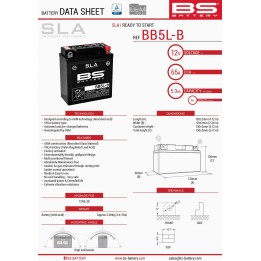 BS BATTERY BS akumulator BB5L-B (fa) (YB5L-B) (12N5-3B) 12V 5AH 120X60X130 bezobsługowy - zalany (65A) (6)