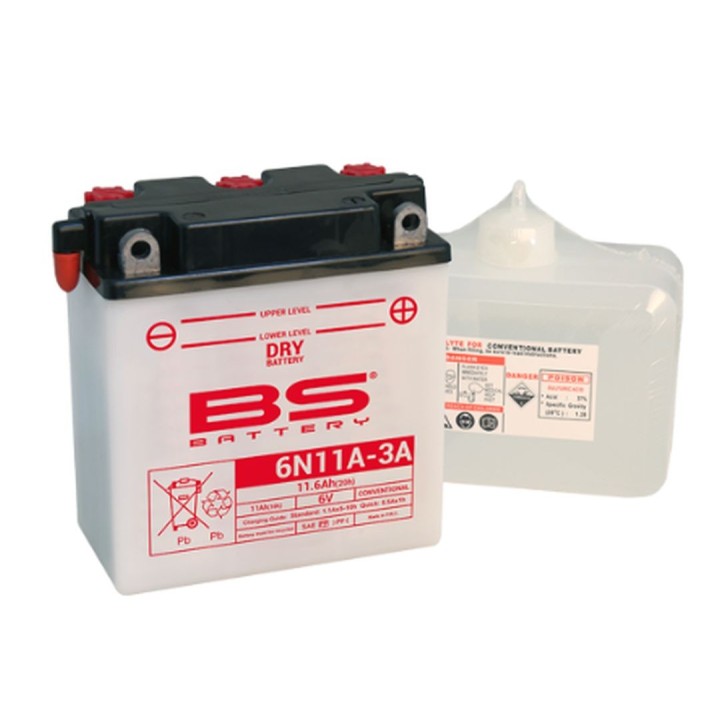 BS BATTERY BS akumulator 6N11A-3A (122X62X131) 6V 11AH obsługowy - elektrolit osobno UE2019/1148 (6)