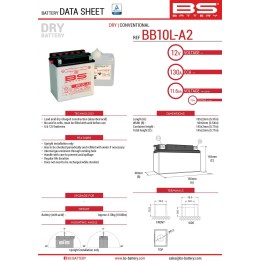 BS BATTERY BS akumulator BB10L-A2 (YB10L-A2) 12V 11AH 136X91X146 obsługowy - elektrolit osobno (160A) UE2019/1148 (4)